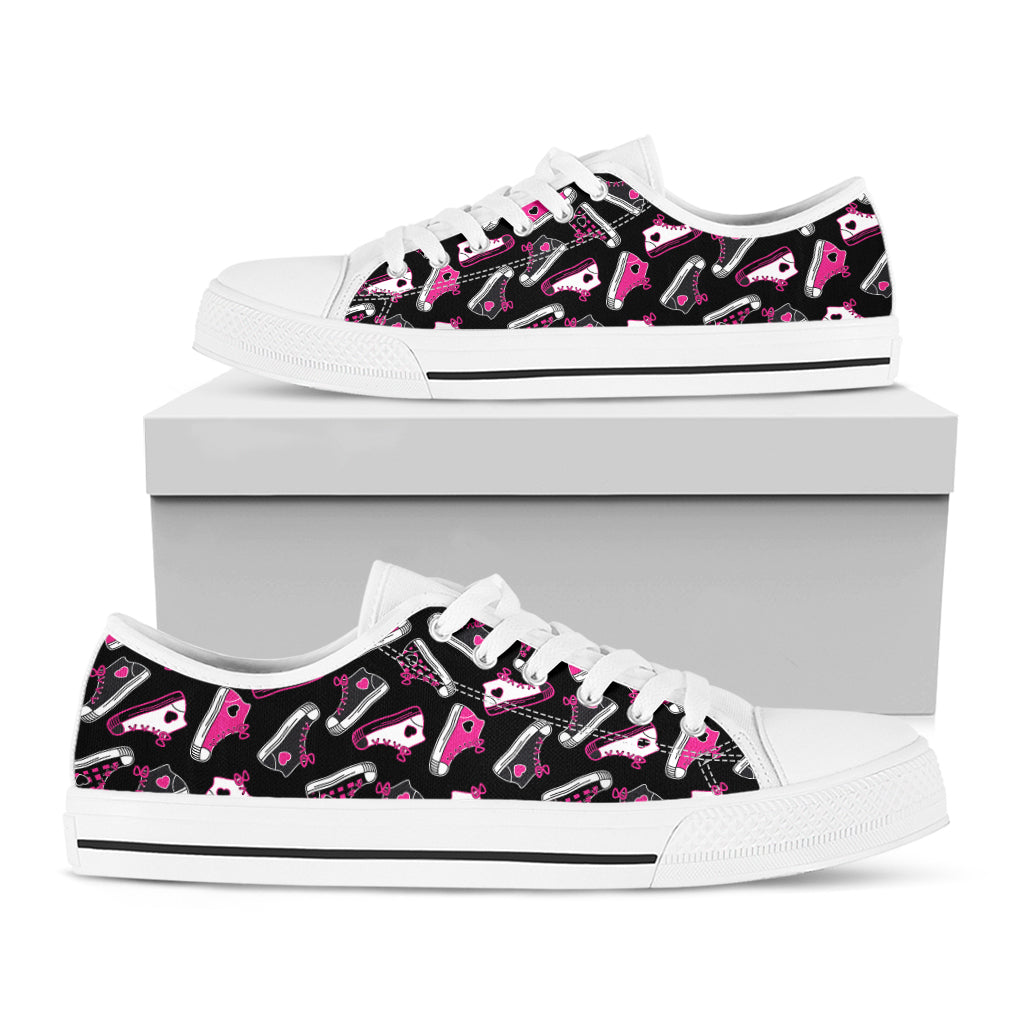 Emo Shoes Pattern Print White Low Top Shoes