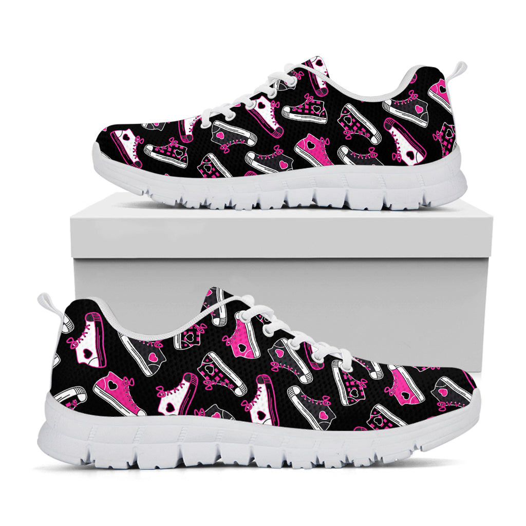 Emo Shoes Pattern Print White Sneakers