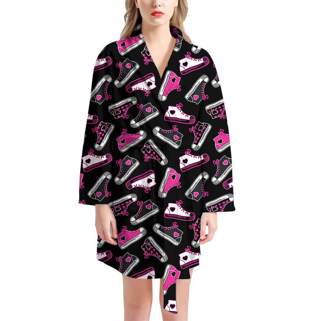 Emo Shoes Pattern Print Women's Bathrobe