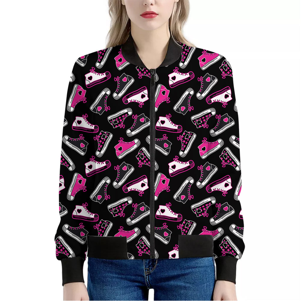 Emo Shoes Pattern Print Women's Bomber Jacket