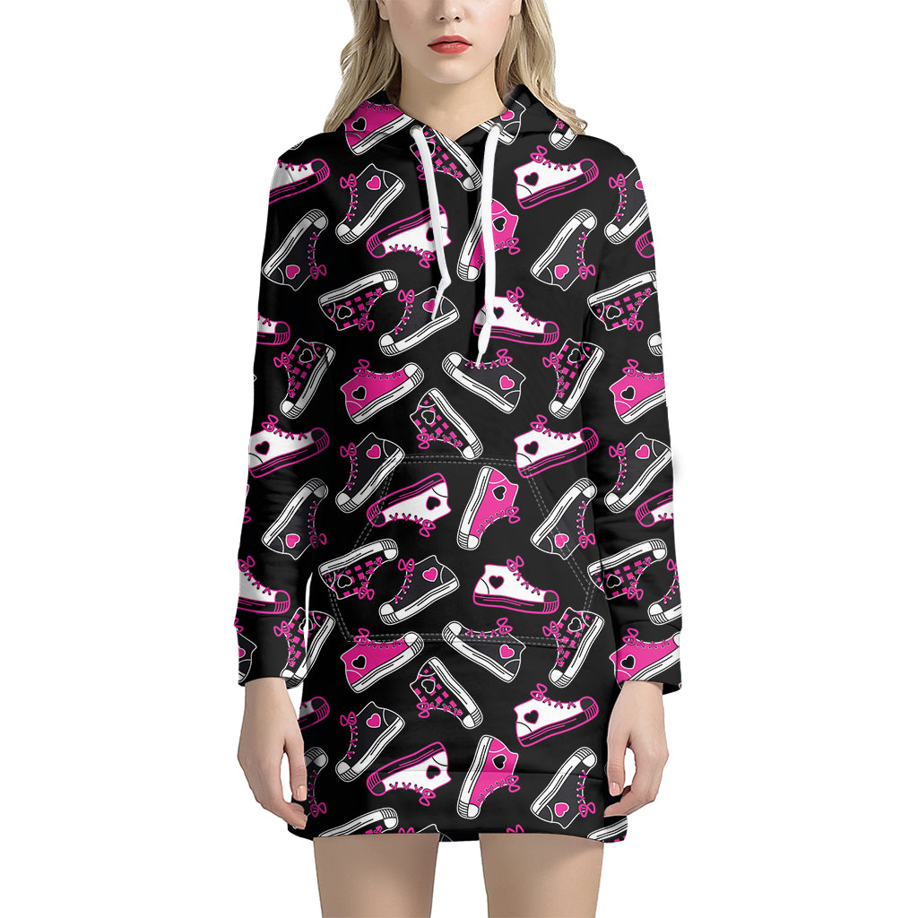 Emo Shoes Pattern Print Women's Pullover Hoodie Dress