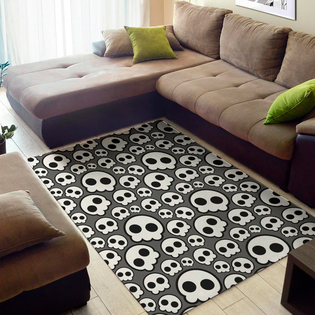 Emo Skull Pattern Print Area Rug