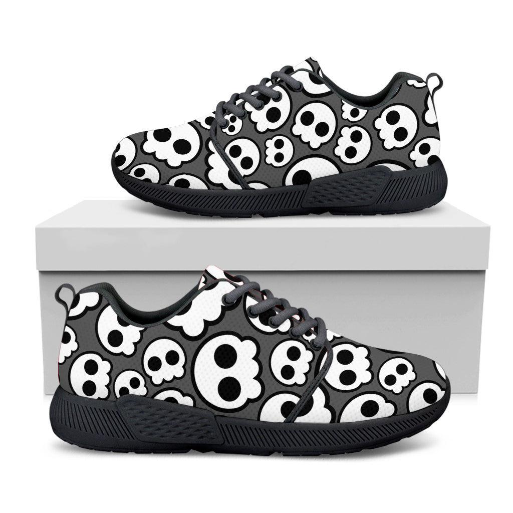 Emo Skull Pattern Print Black Athletic Shoes