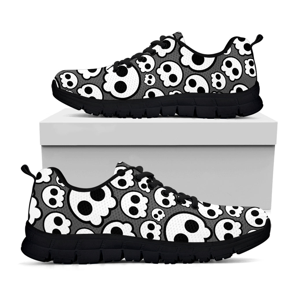 Emo Skull Pattern Print Black Sneakers