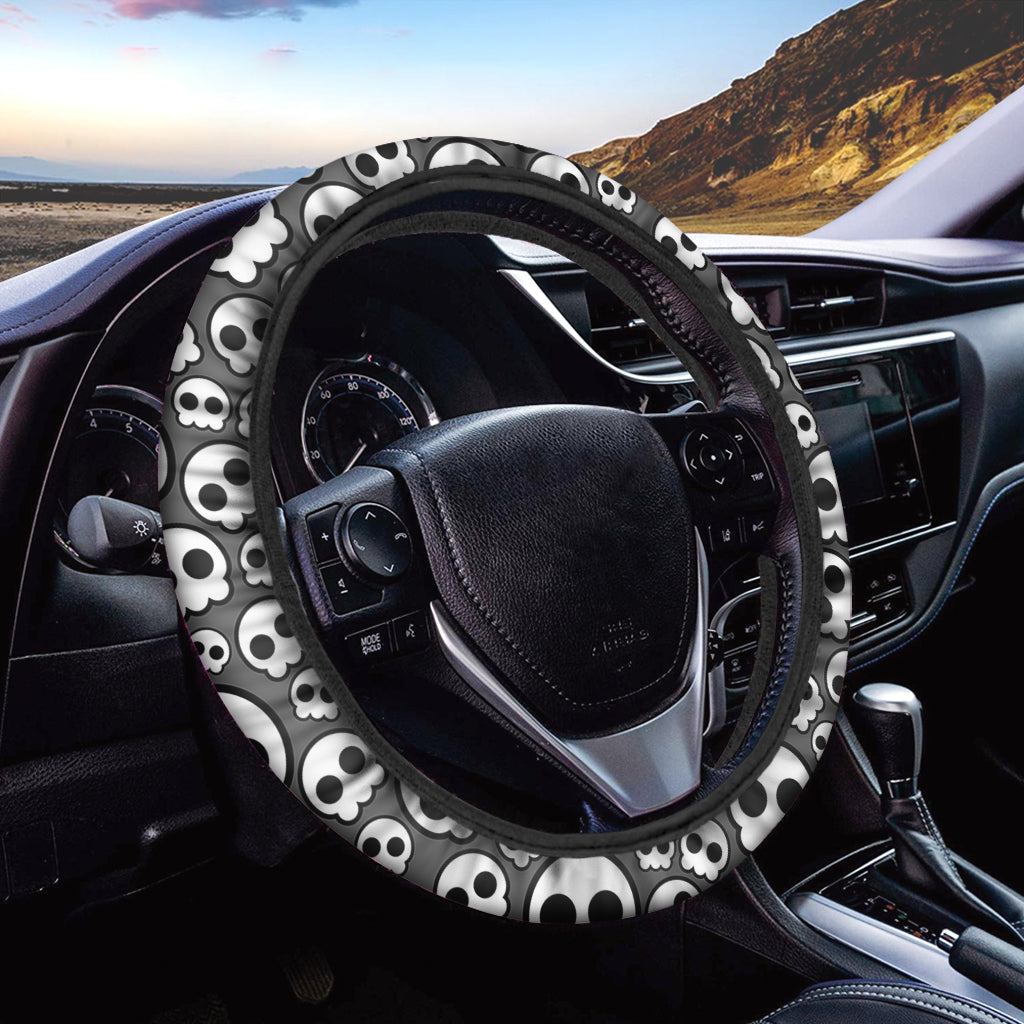 Emo Skull Pattern Print Car Steering Wheel Cover