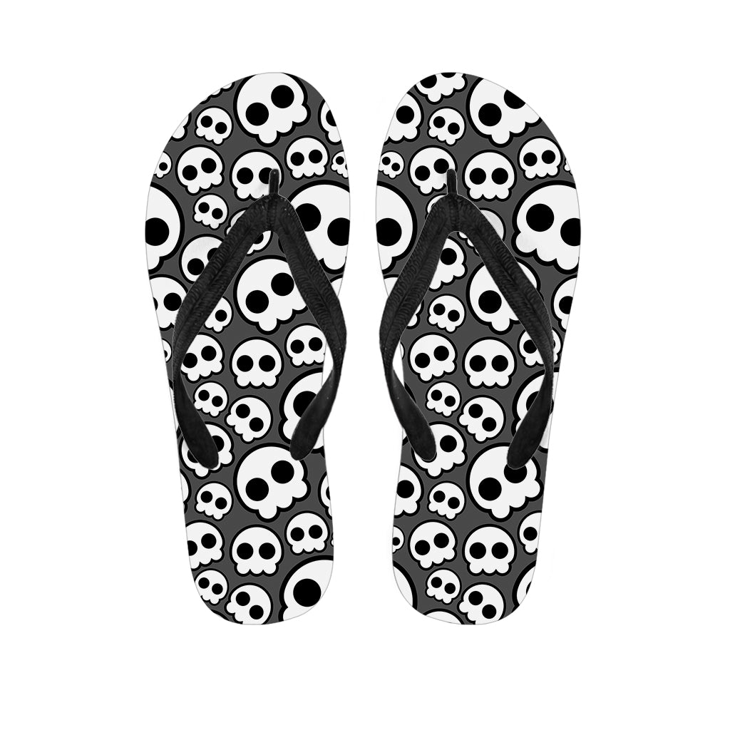 Emo Skull Pattern Print Flip Flops