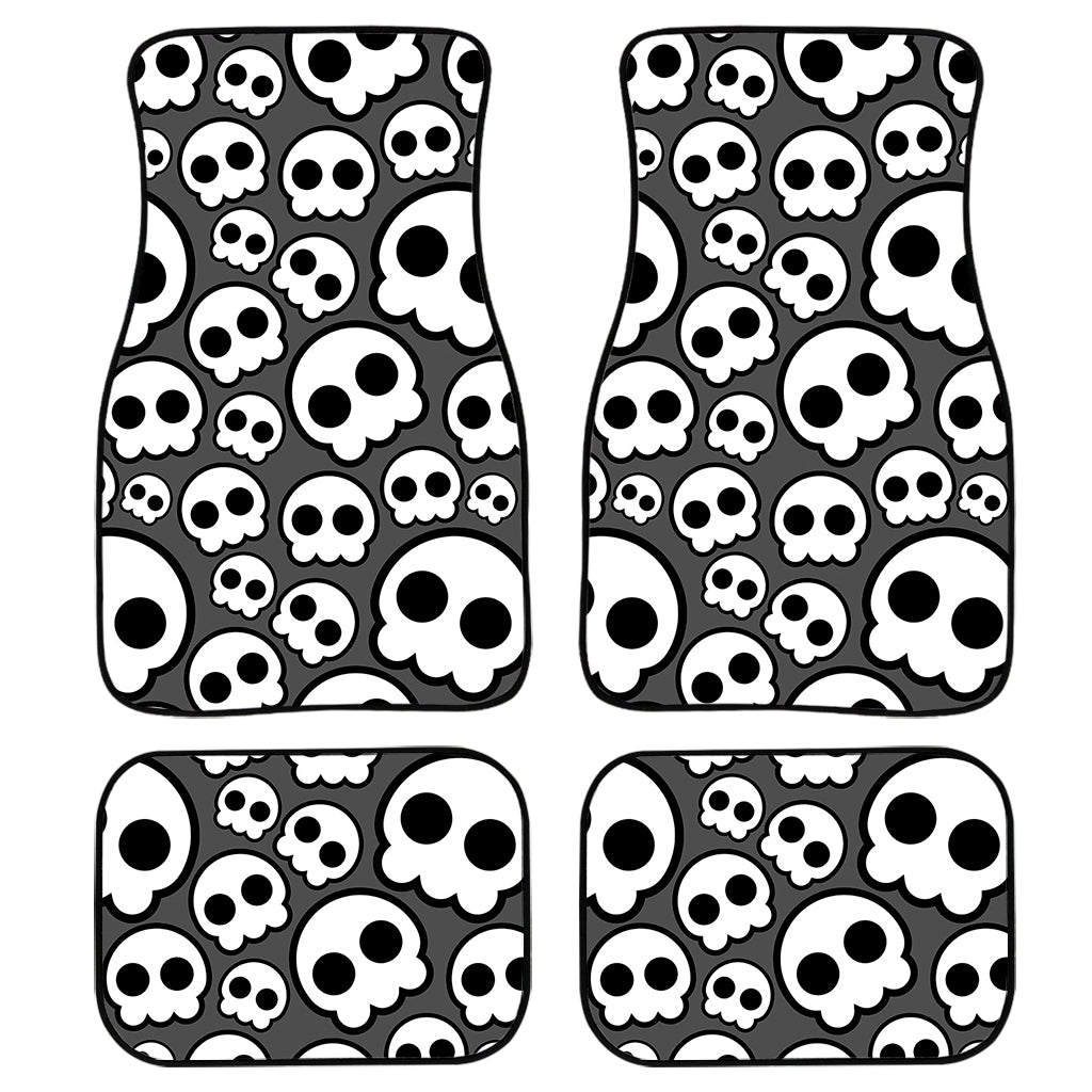 Emo Skull Pattern Print Front and Back Car Floor Mats