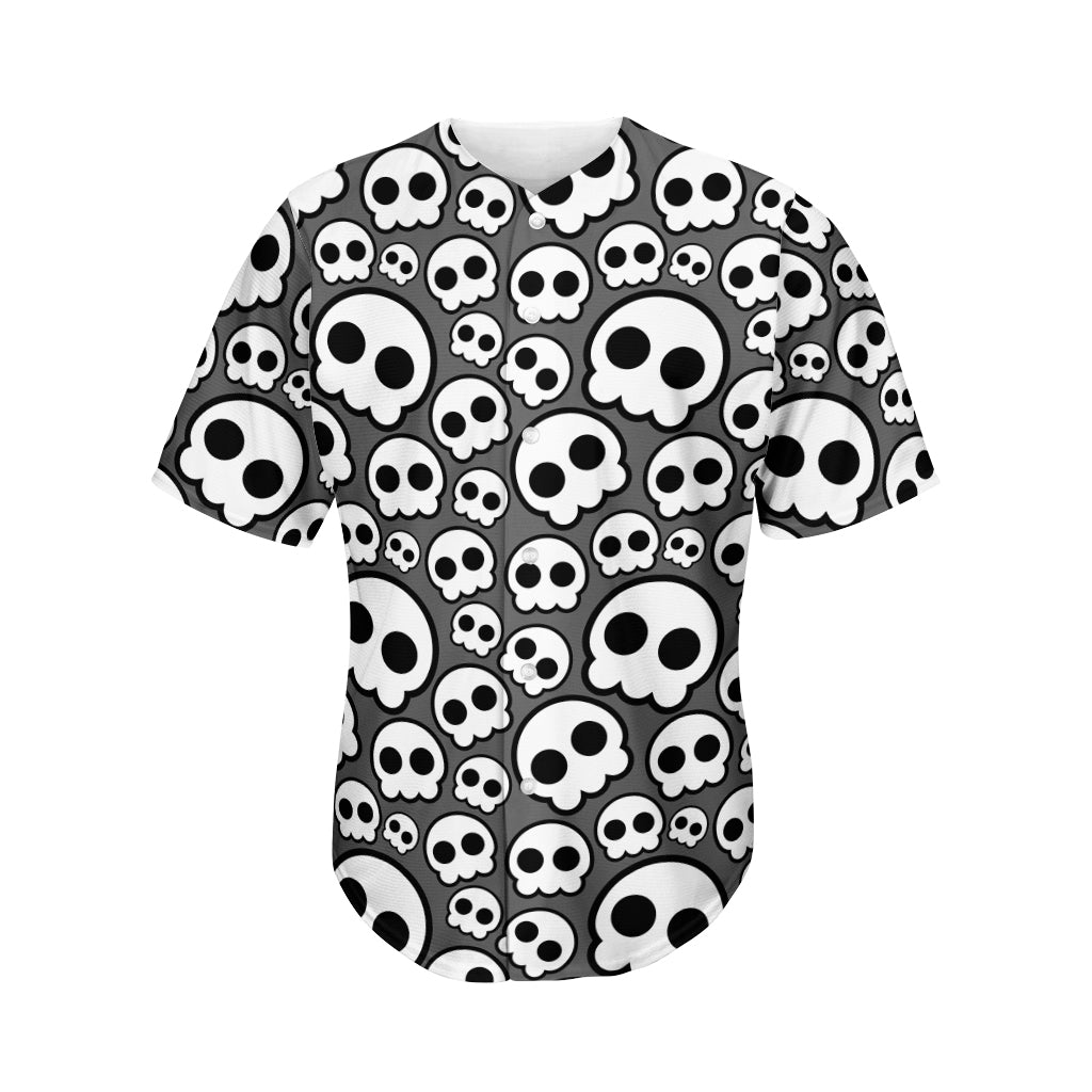 Emo Skull Pattern Print Men's Baseball Jersey