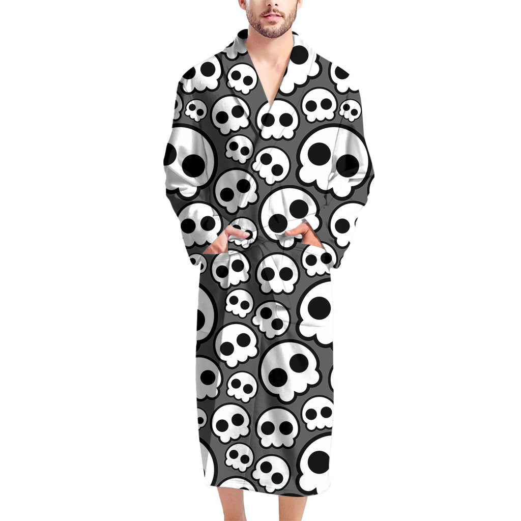 Emo Skull Pattern Print Men's Bathrobe