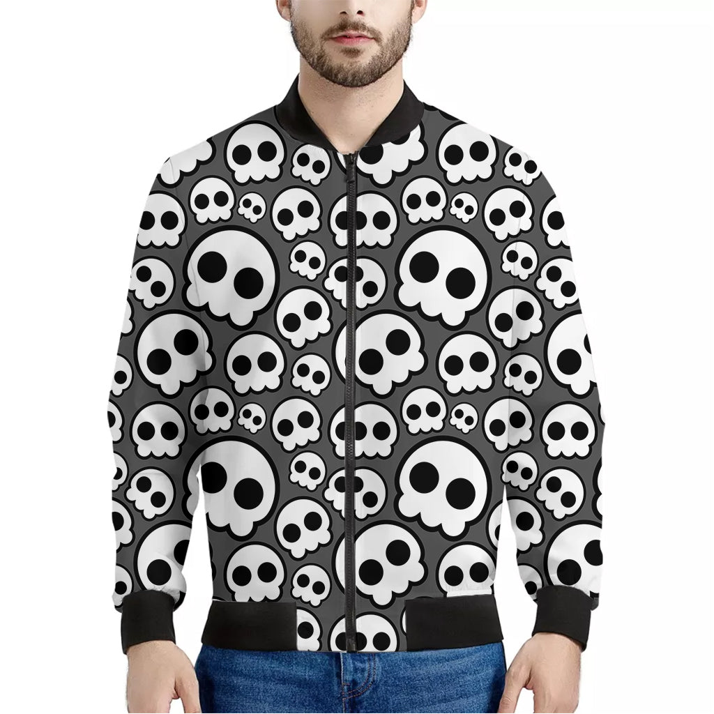 Emo Skull Pattern Print Men's Bomber Jacket