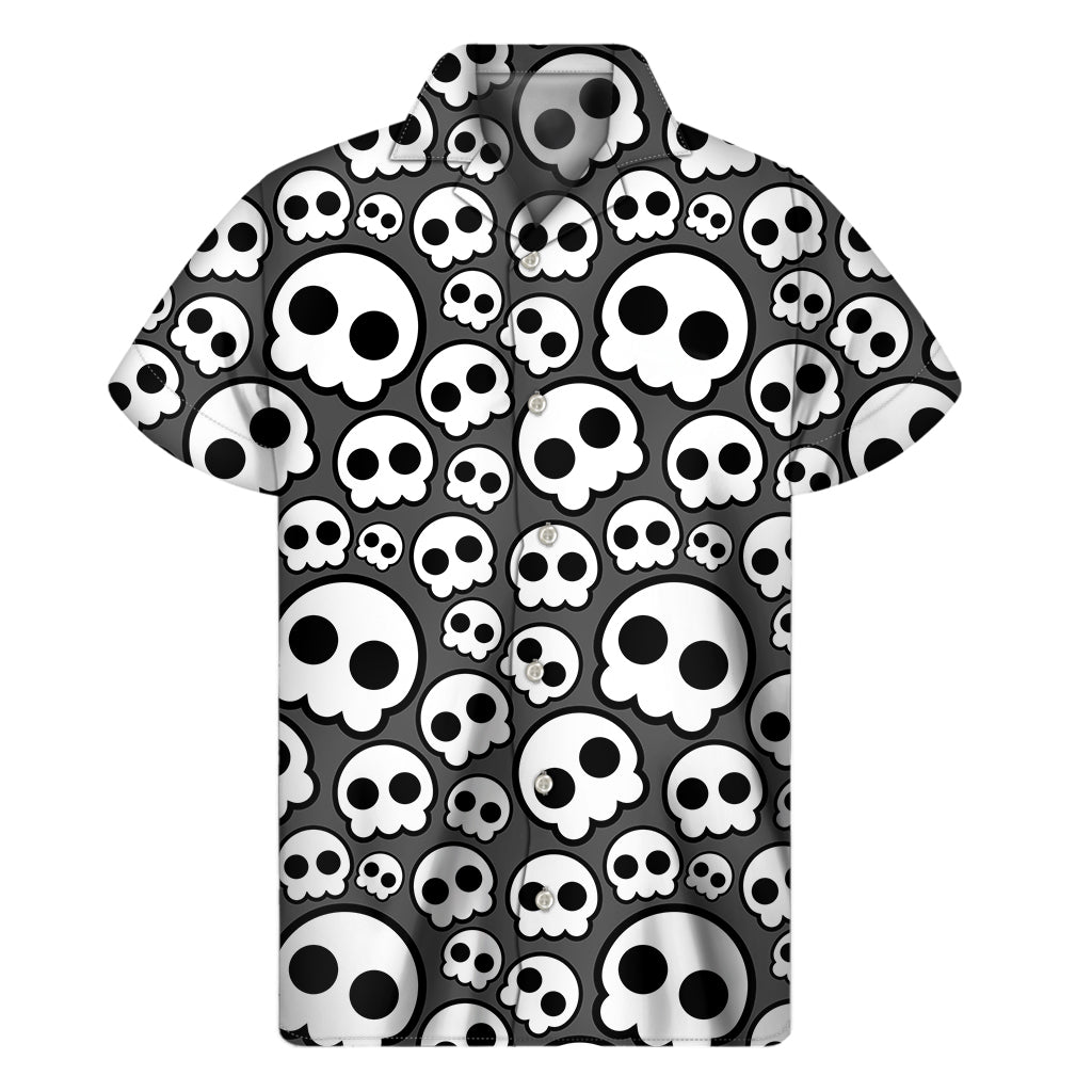 Emo Skull Pattern Print Men's Short Sleeve Shirt