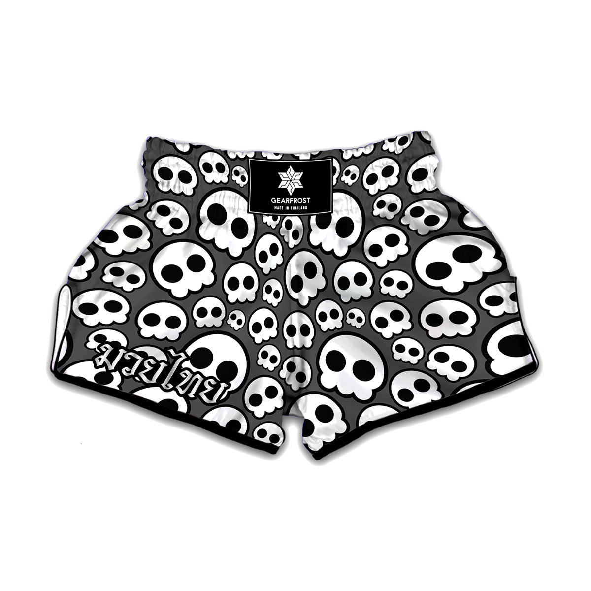 Emo Skull Pattern Print Muay Thai Boxing Shorts