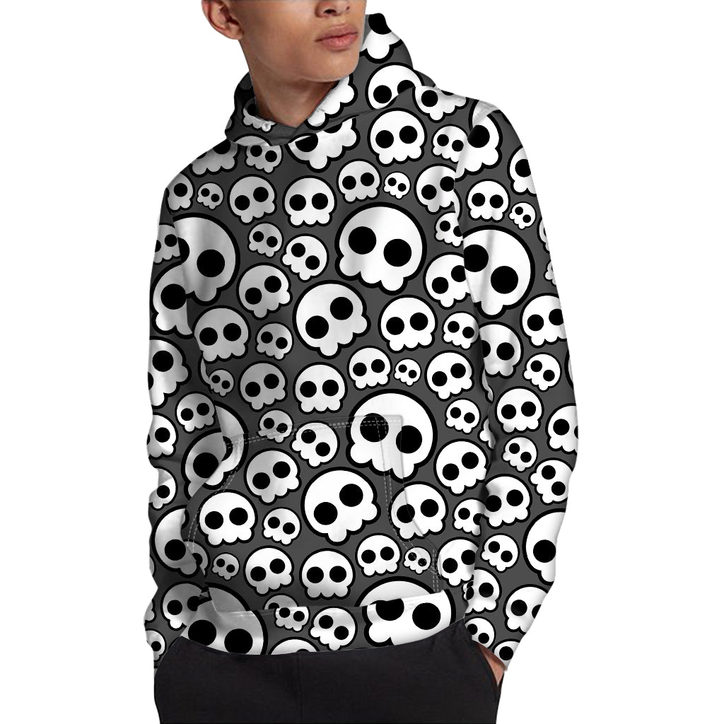 Emo Skull Pattern Print Pullover Hoodie