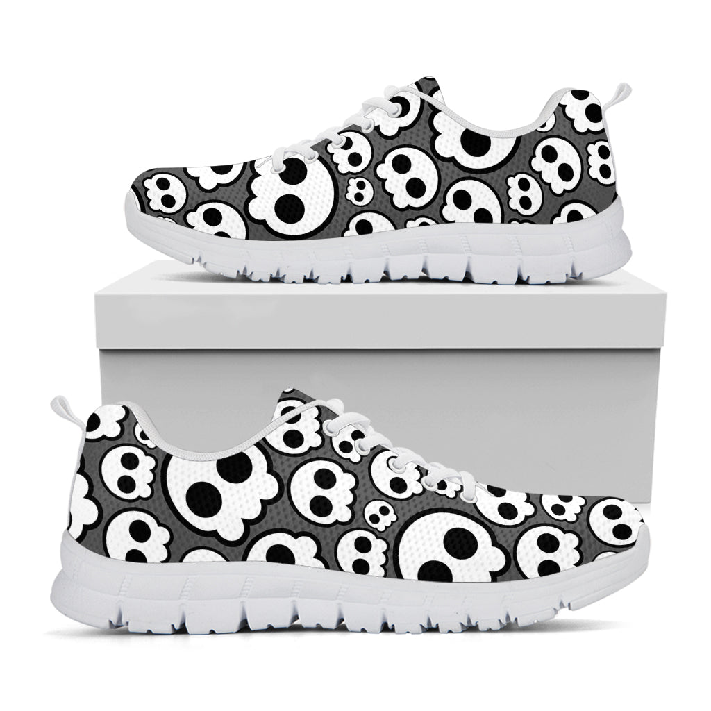 Emo Skull Pattern Print White Sneakers