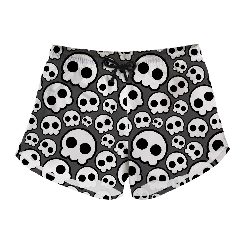 Emo Skull Pattern Print Women's Shorts