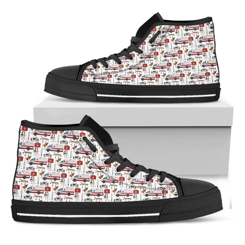 EMS Paramedic Pattern Print Black High Top Shoes