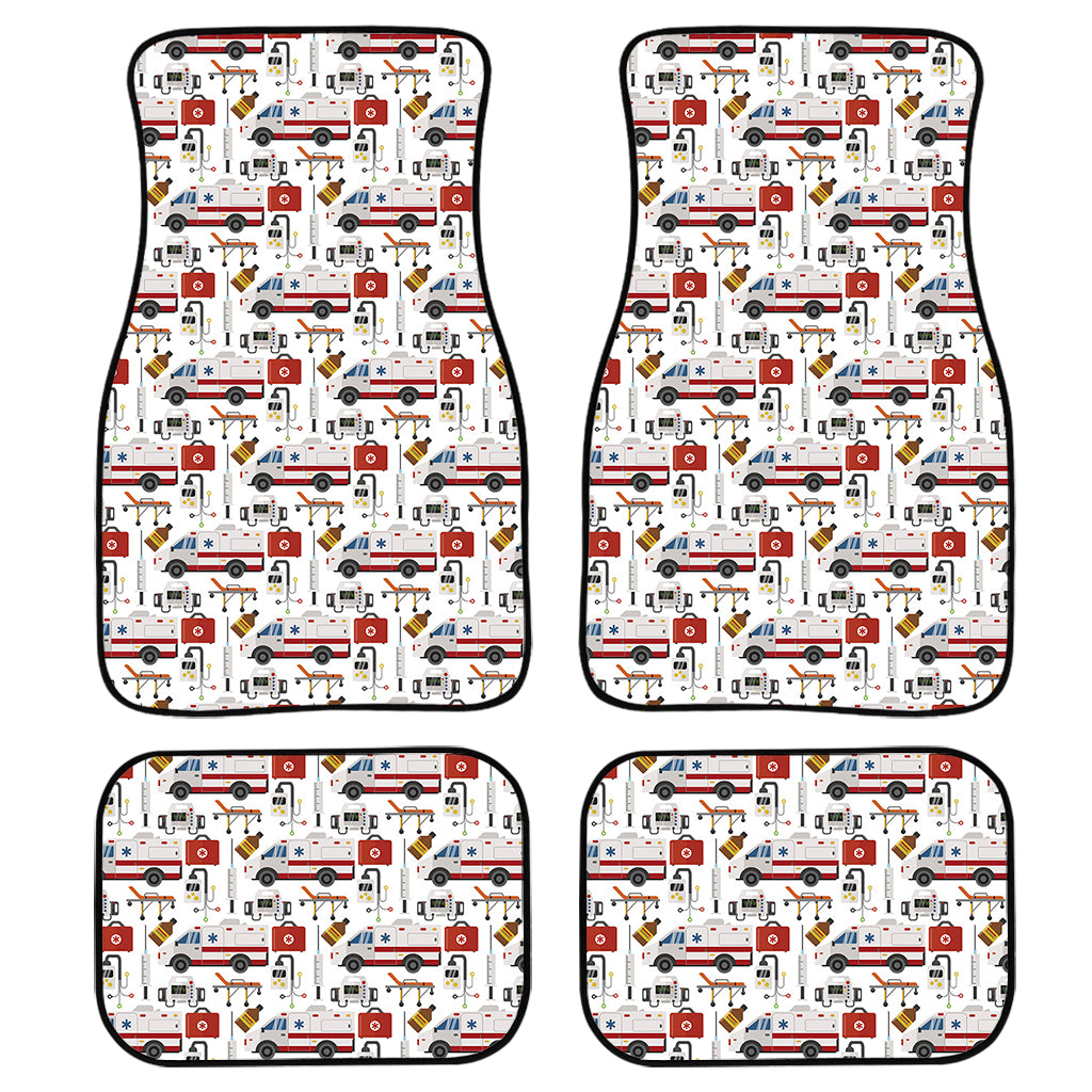 EMS Paramedic Pattern Print Front and Back Car Floor Mats