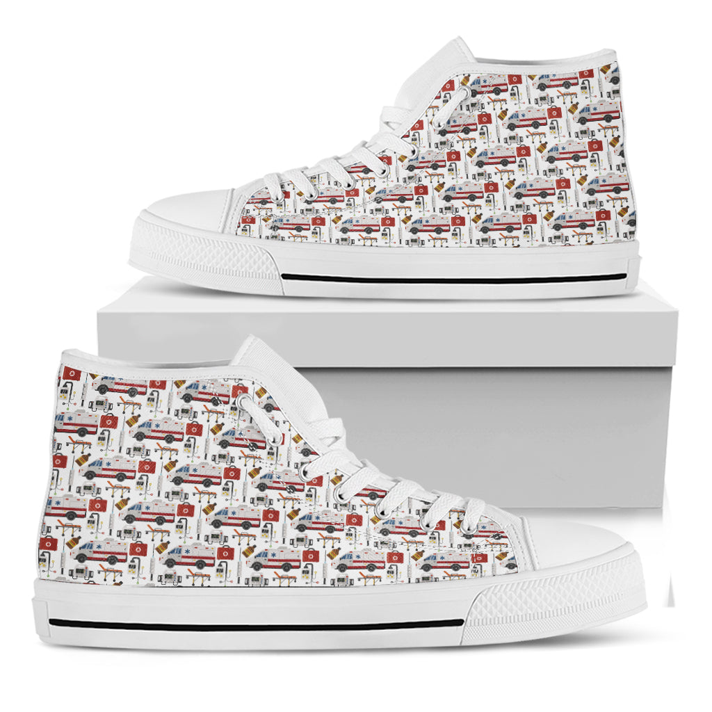 EMS Paramedic Pattern Print White High Top Shoes