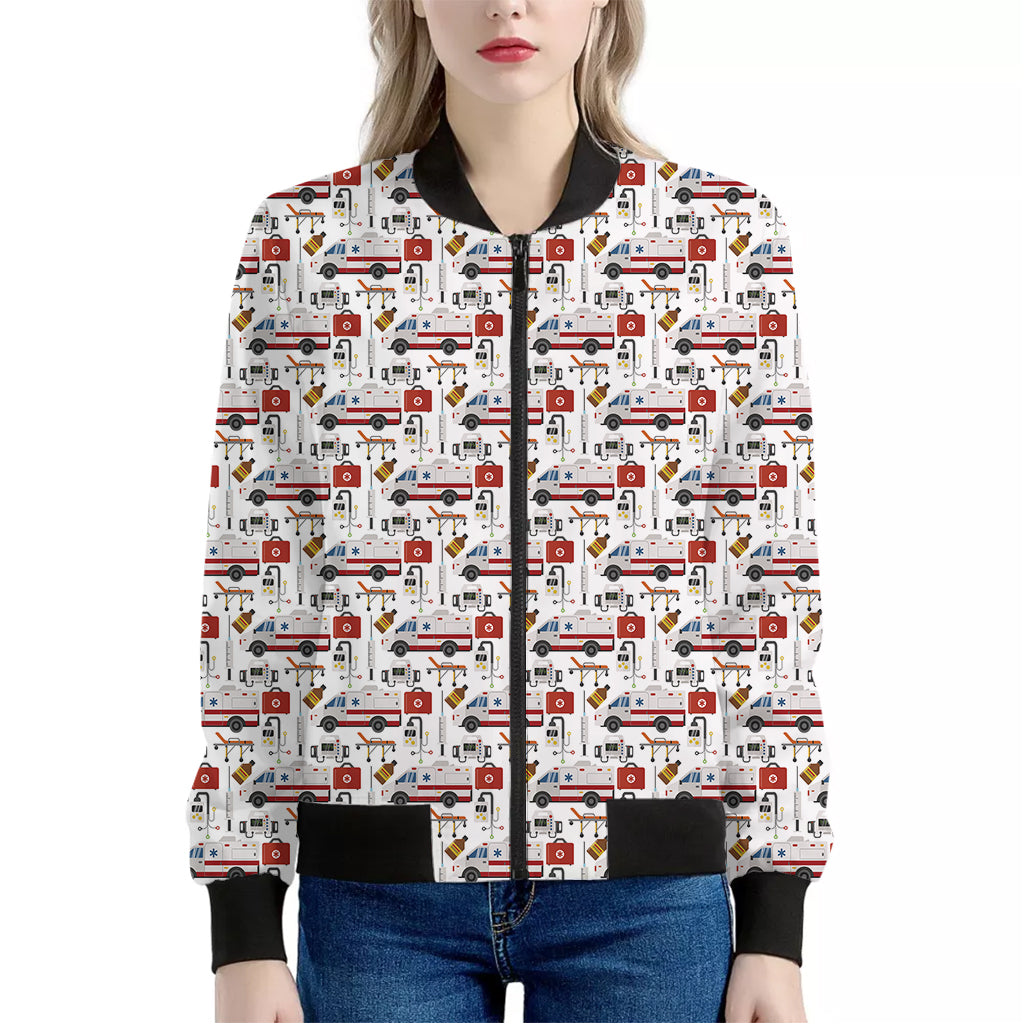 EMS Paramedic Pattern Print Women's Bomber Jacket