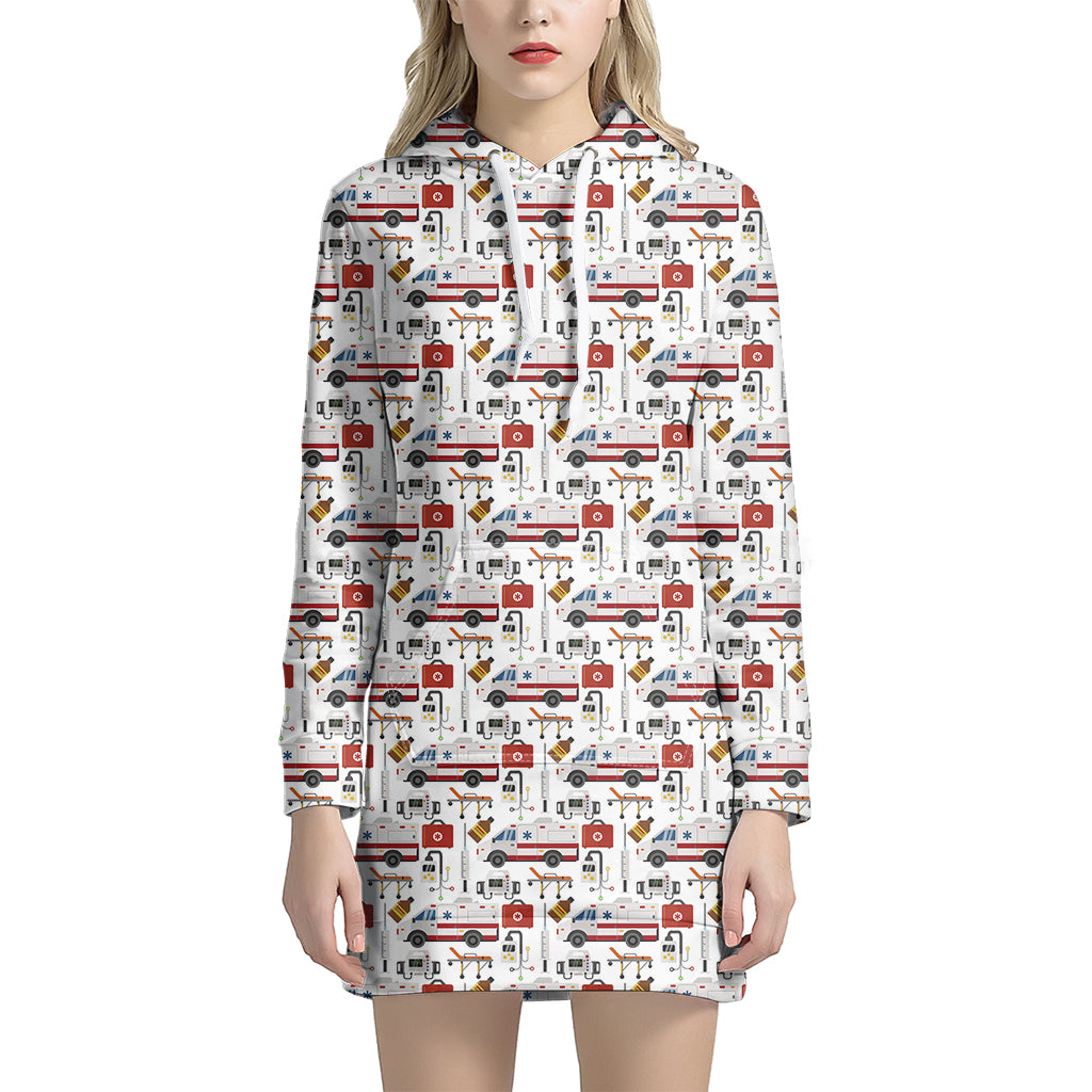 EMS Paramedic Pattern Print Women's Pullover Hoodie Dress