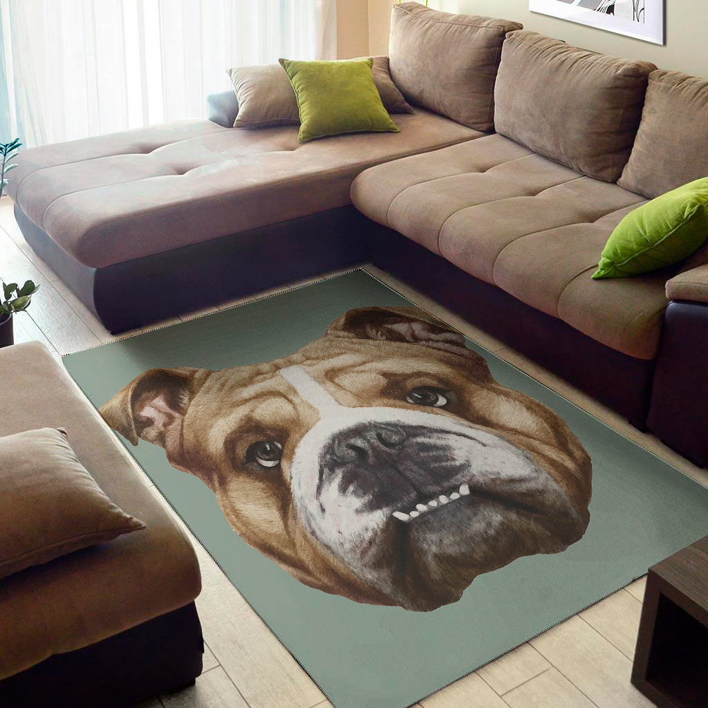 English Bulldog Portrait Print Area Rug