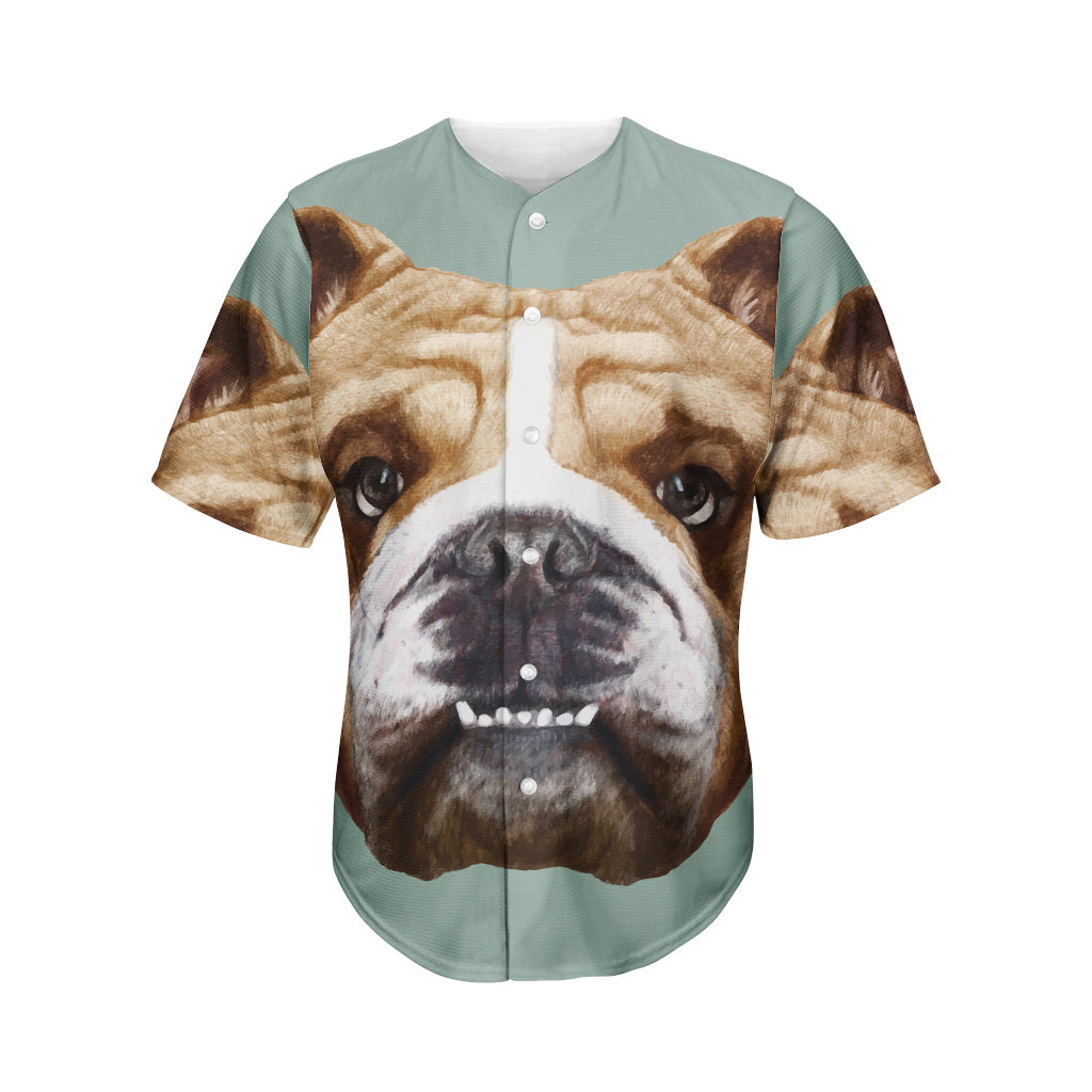 English Bulldog Portrait Print Men's Baseball Jersey