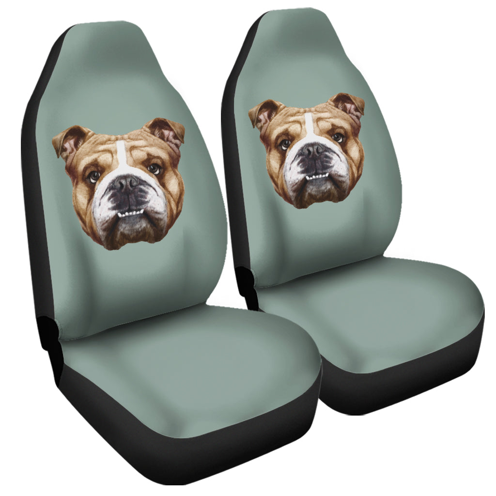 English Bulldog Portrait Print Universal Fit Car Seat Covers