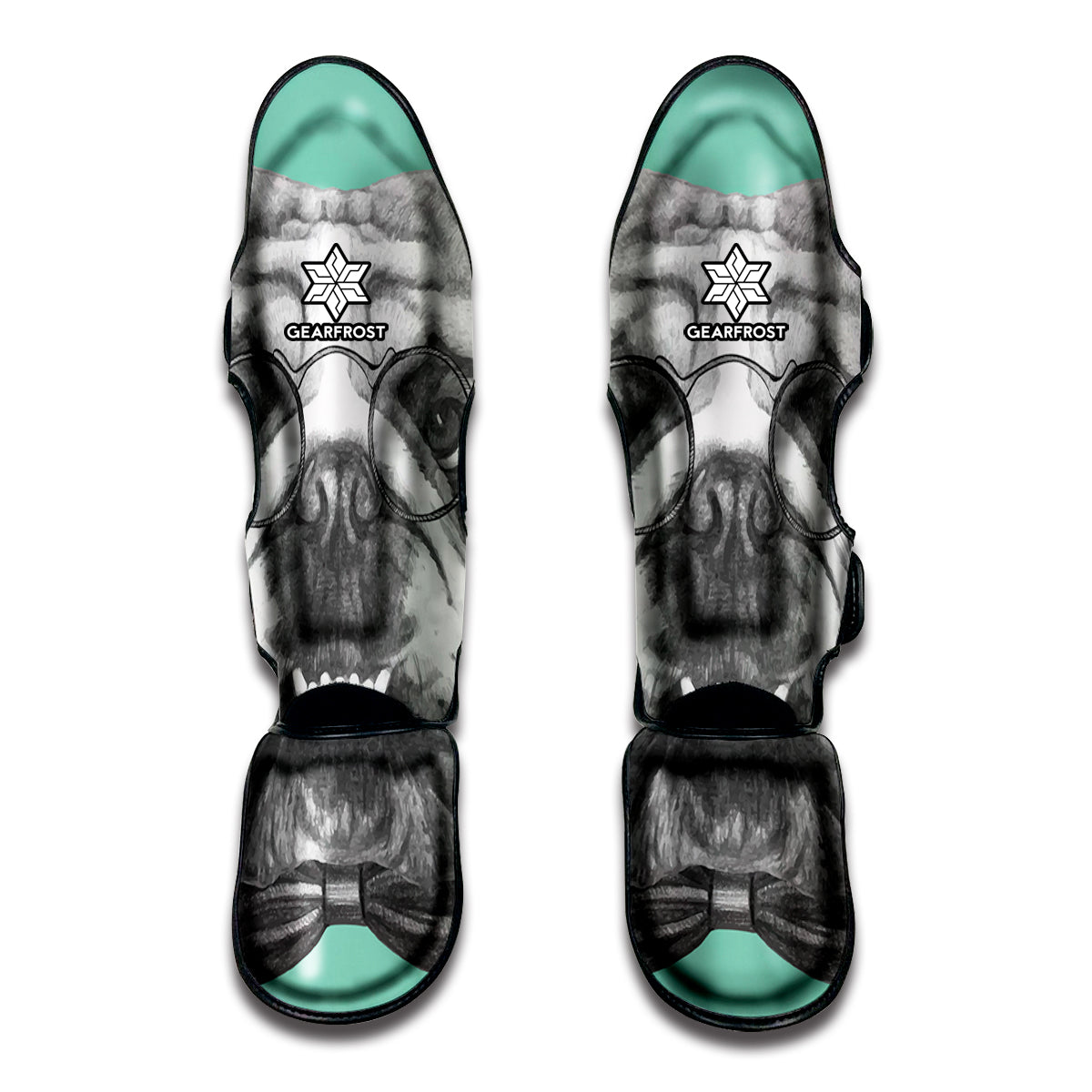 English Bulldog With Glasses Print Muay Thai Shin Guards