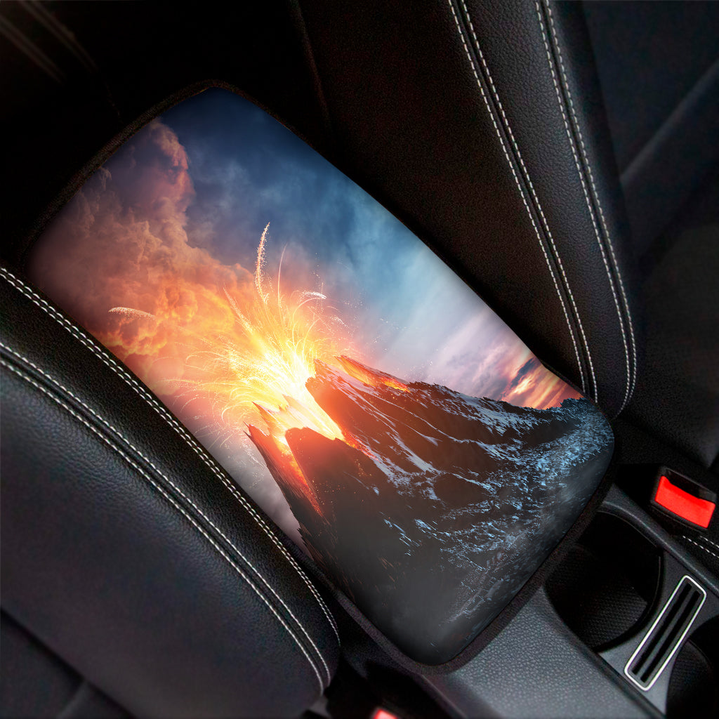 Erupting Volcano Print Car Center Console Cover