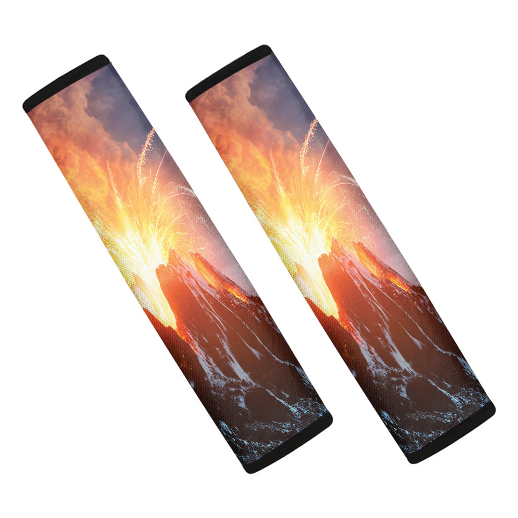 Erupting Volcano Print Car Seat Belt Covers