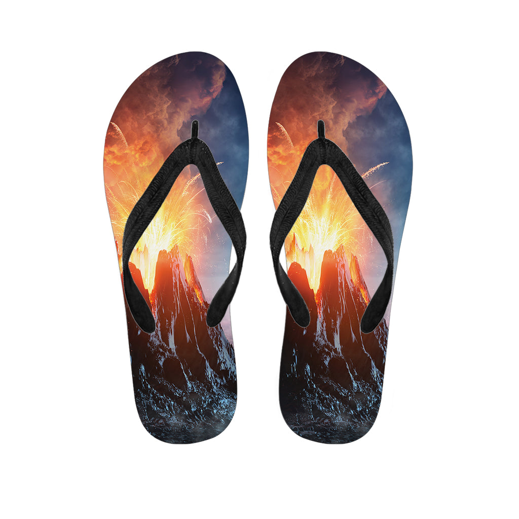 Erupting Volcano Print Flip Flops