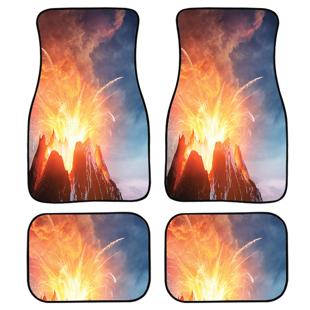 Erupting Volcano Print Front and Back Car Floor Mats