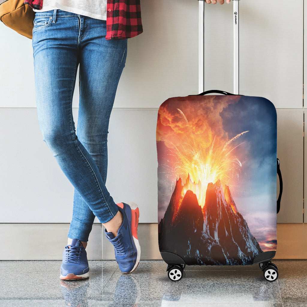 Erupting Volcano Print Luggage Cover