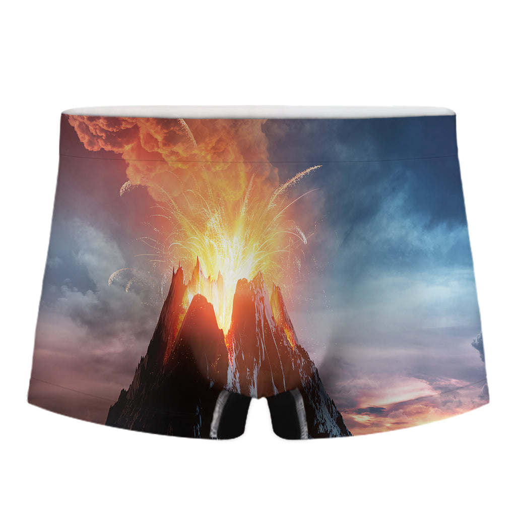 Erupting Volcano Print Men's Boxer Briefs