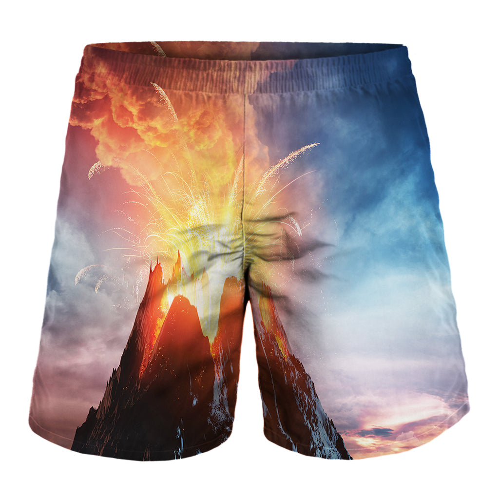 Erupting Volcano Print Men's Shorts