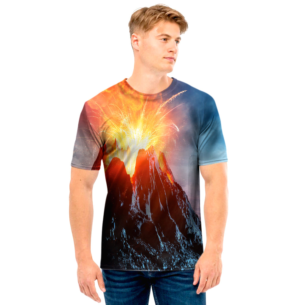 Erupting Volcano Print Men's T-Shirt