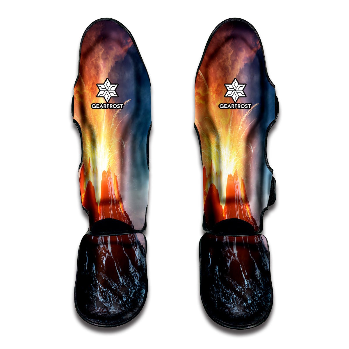 Erupting Volcano Print Muay Thai Shin Guards