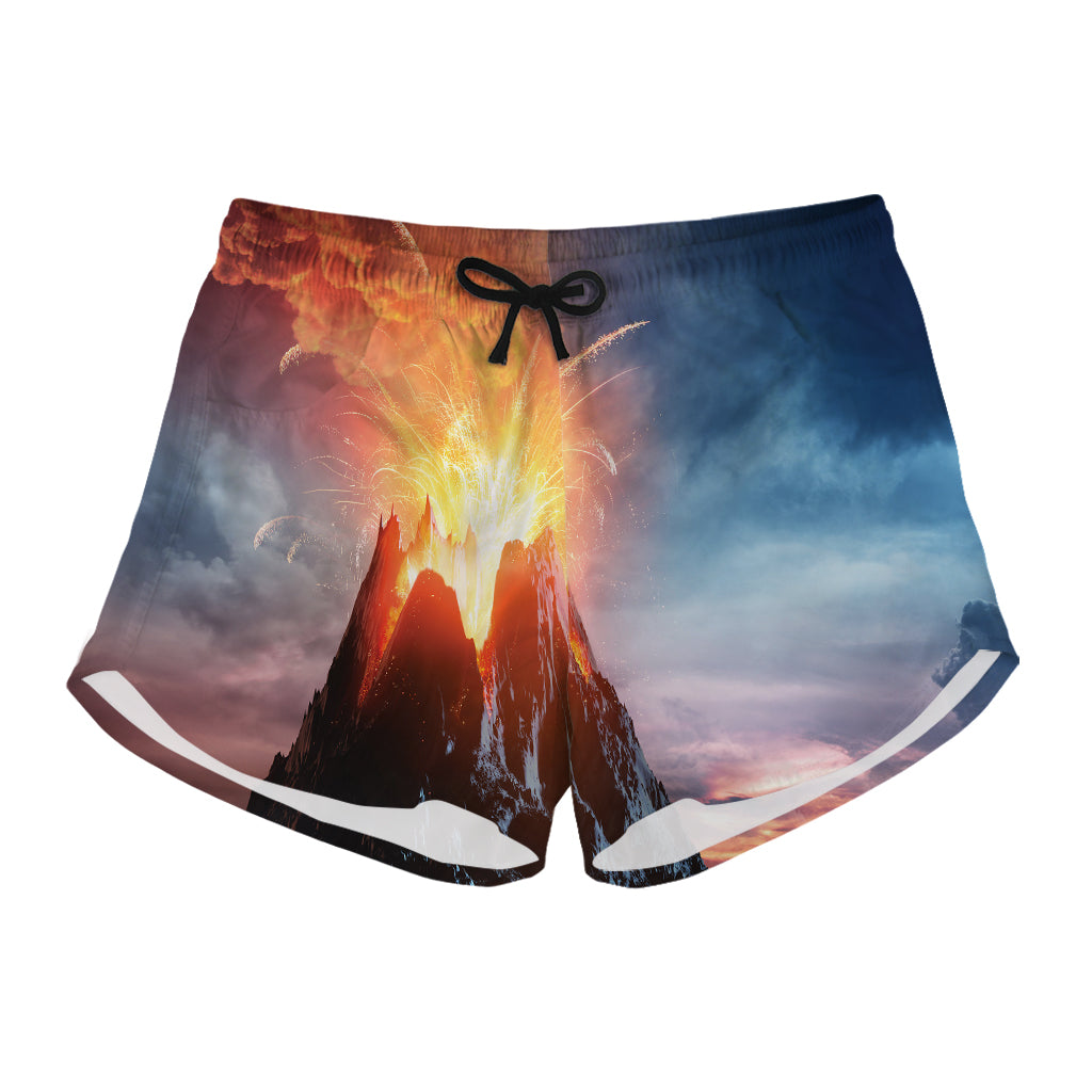 Erupting Volcano Print Women's Shorts