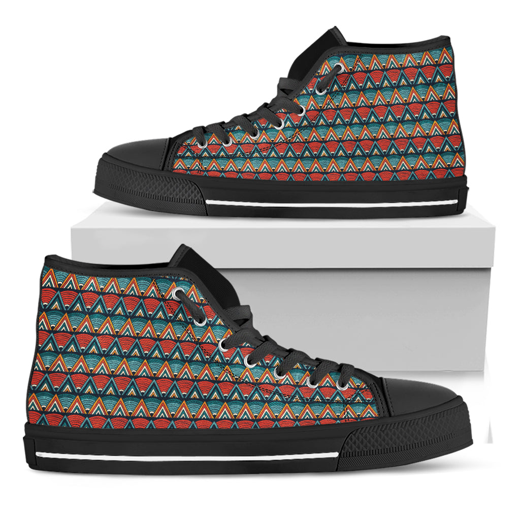 Ethnic African Inspired Pattern Print Black High Top Shoes