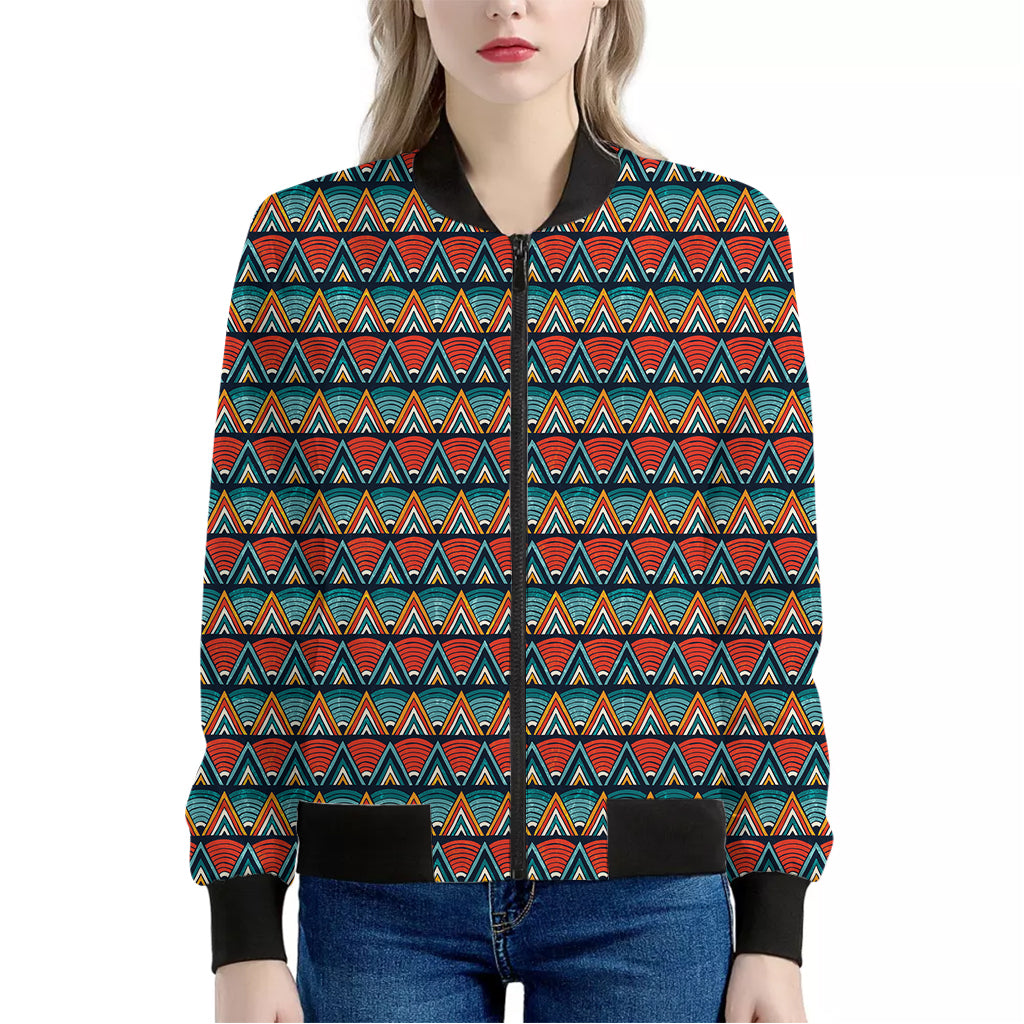 Ethnic African Inspired Pattern Print Women's Bomber Jacket