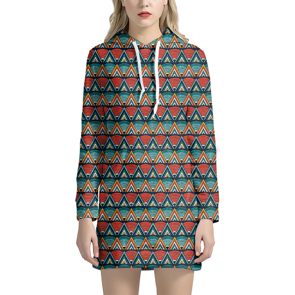 Ethnic African Inspired Pattern Print Women's Pullover Hoodie Dress