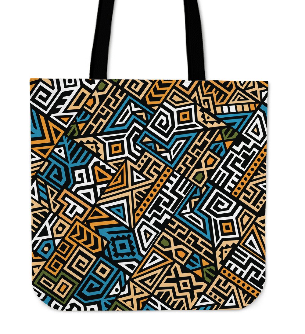 Ethnic Aztec Geometric Pattern Print Canvas Tote Bag