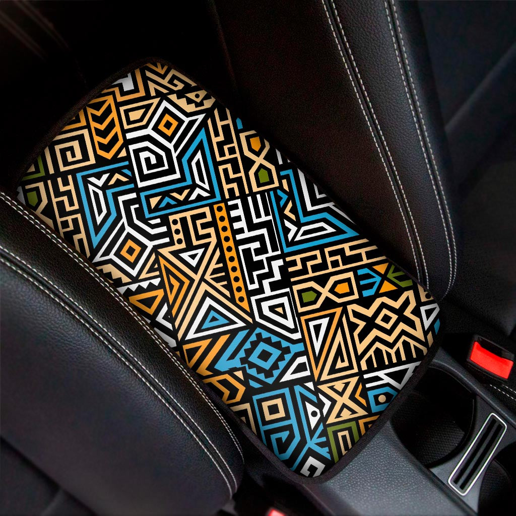 Ethnic Aztec Geometric Pattern Print Car Center Console Cover