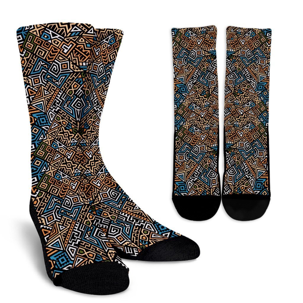 Ethnic Aztec Geometric Pattern Print Crew Socks