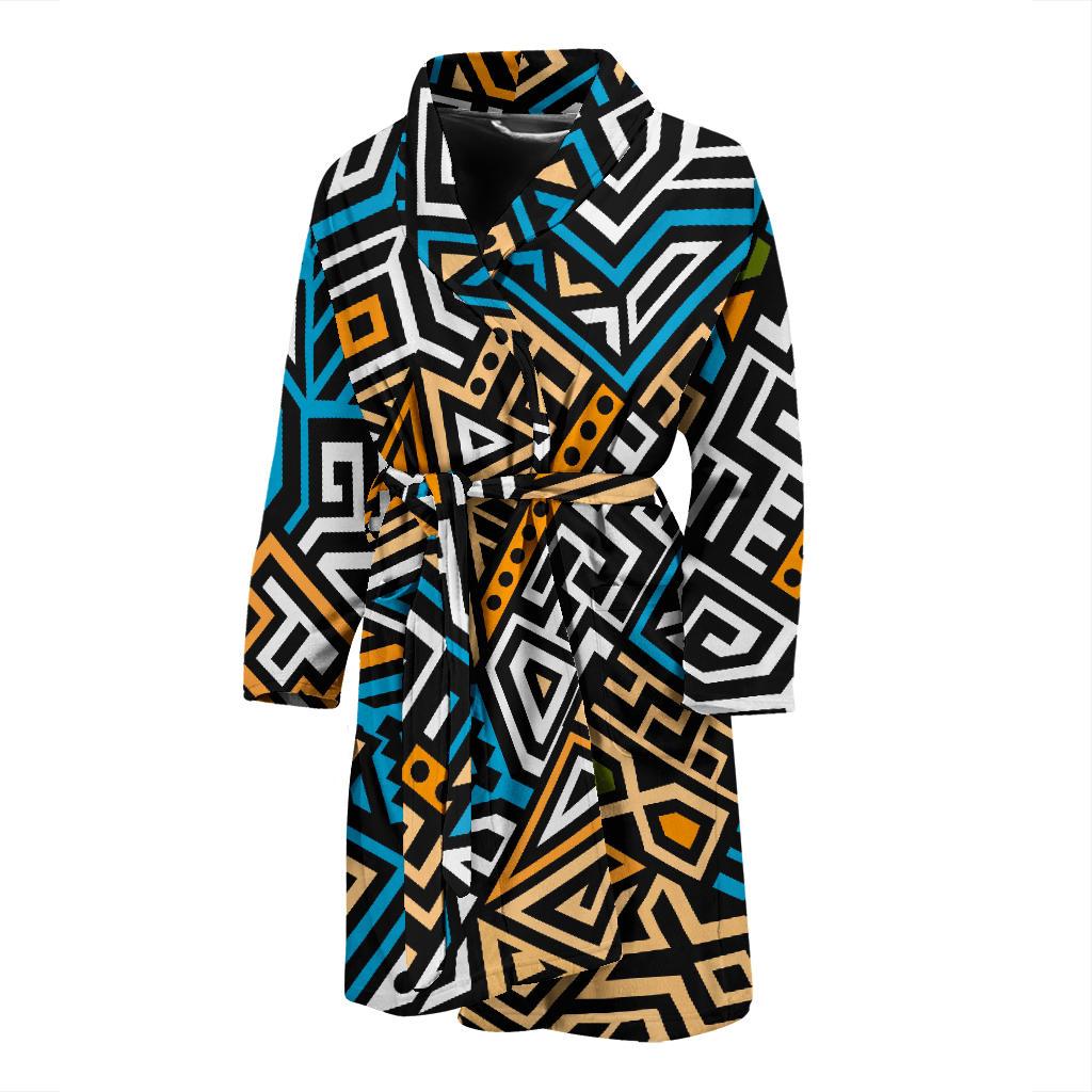 Ethnic Aztec Geometric Pattern Print Men's Bathrobe