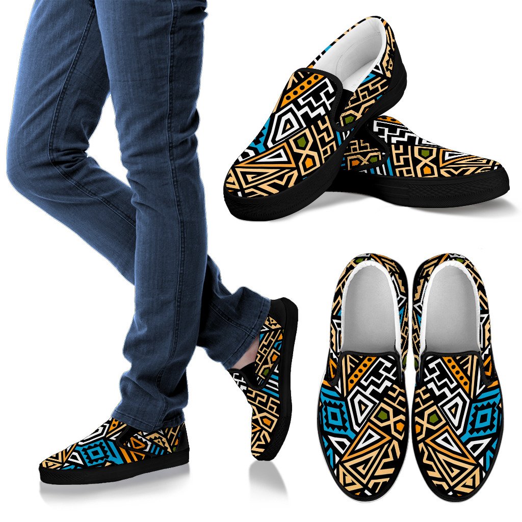 Ethnic Aztec Geometric Pattern Print Men's Slip On Shoes