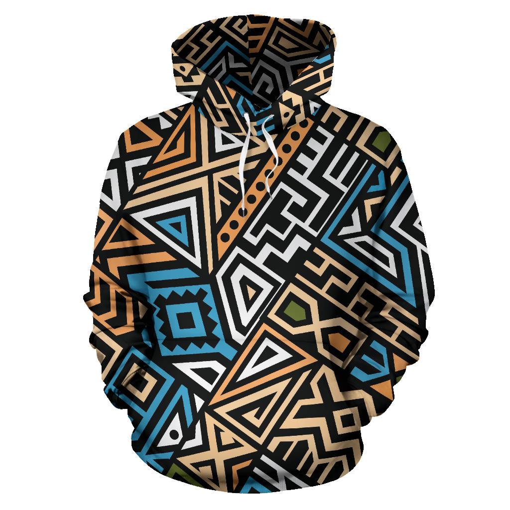 Ethnic Aztec Geometric Pattern Print Pullover Hoodie