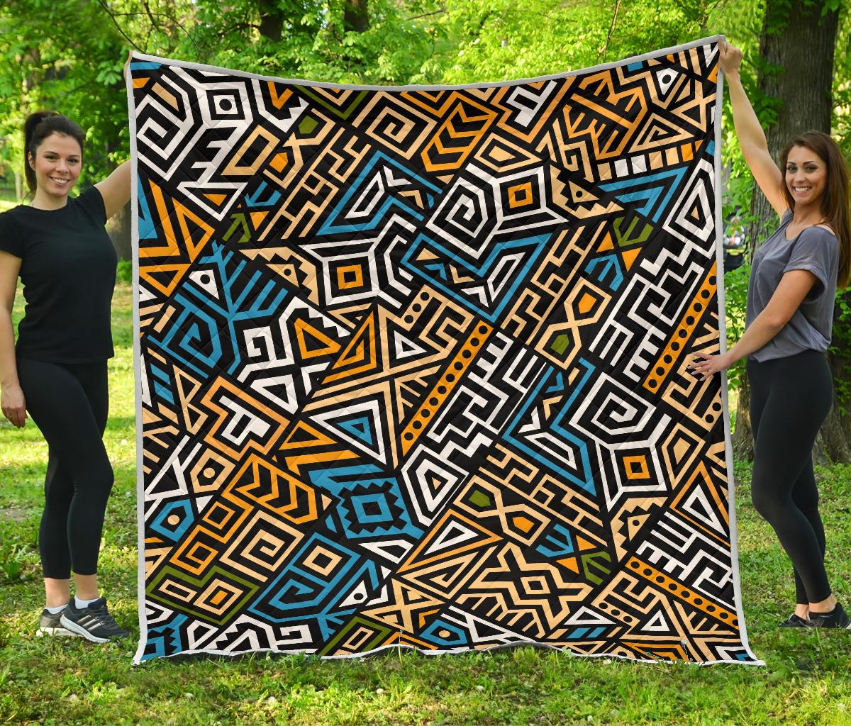 Ethnic Aztec Geometric Pattern Print Quilt