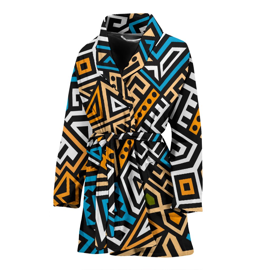 Ethnic Aztec Geometric Pattern Print Women's Bathrobe