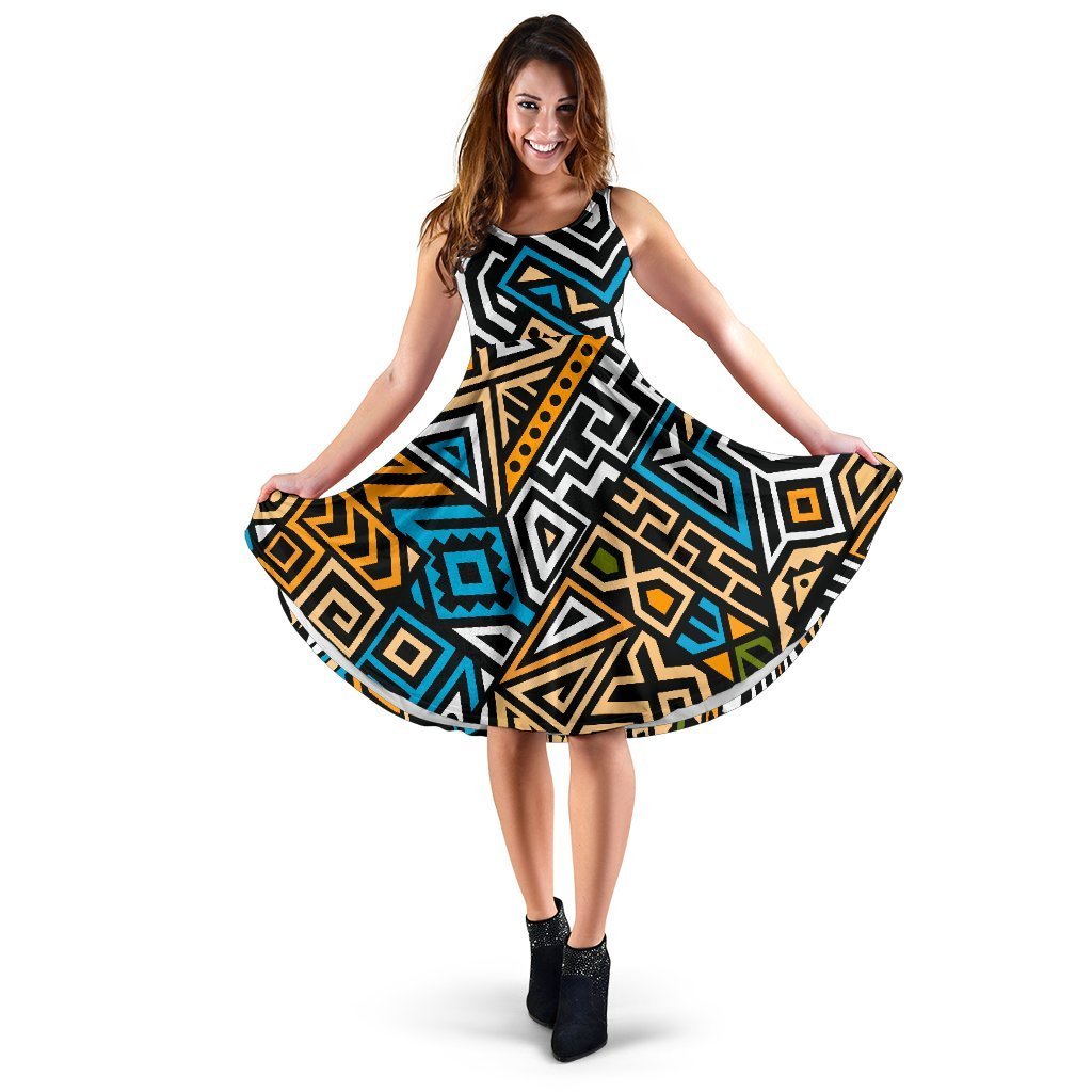 Ethnic Aztec Geometric Pattern Print Women's Dress